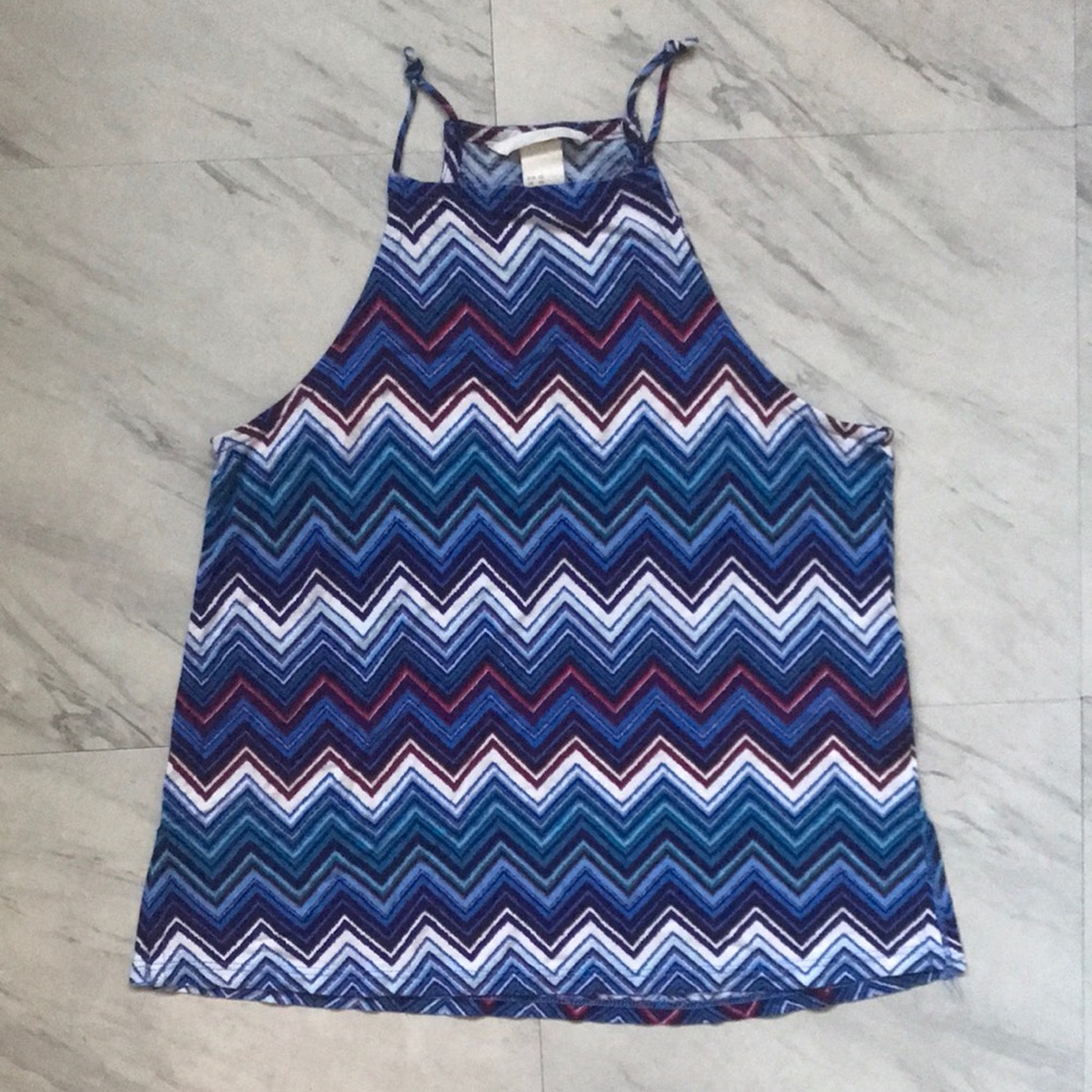 H&M Blue Red Chevron Sz XS Striped Cami Top
